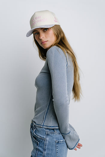 Toby Ribbed Top in Blue - FINAL SALE
