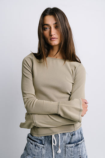 Toby Ribbed Top in Olive - FINAL SALE