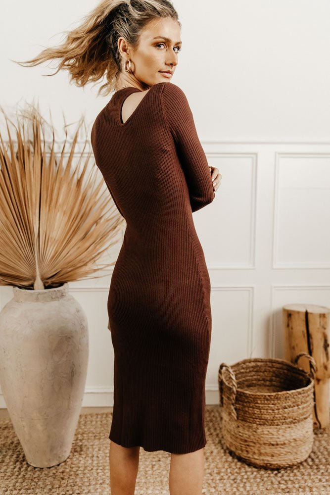 Edie Bodycon Dress in Brown - FINAL SALE
