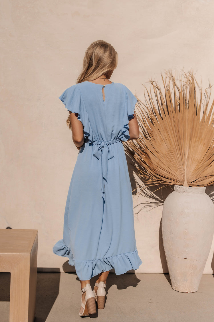 Janet Ruffle Sleeve Maxi Dress in Light Blue - FINAL SALE