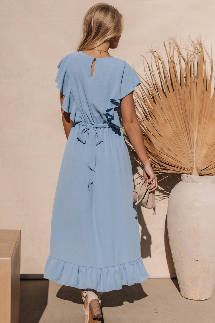 Janet Ruffle Sleeve Maxi Dress in Light Blue - FINAL SALE