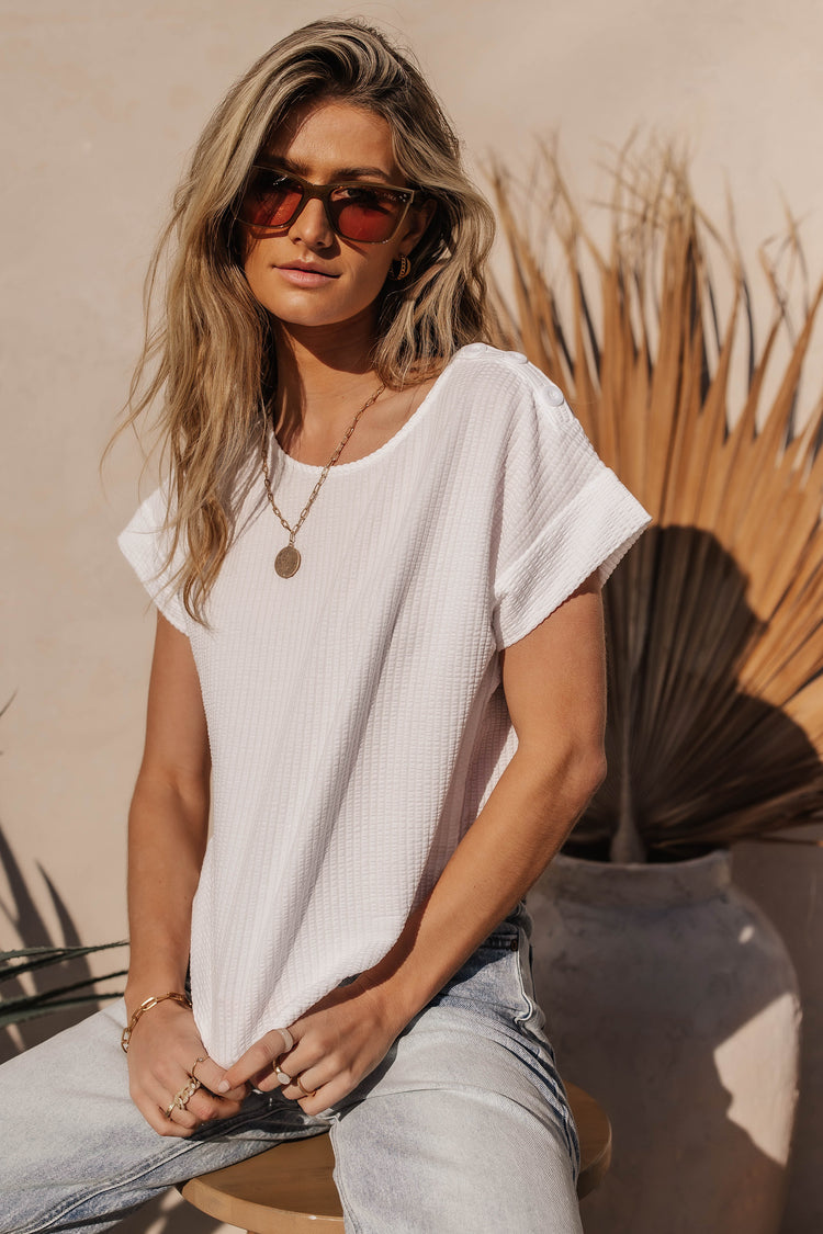 Isha Ribbed Top in White - FINAL SALE