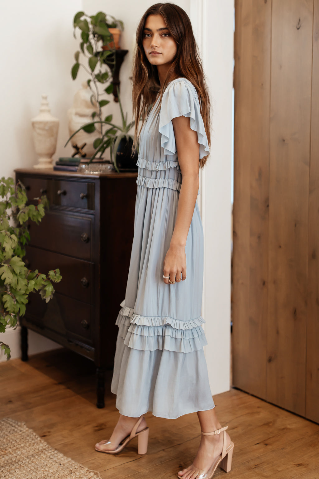 Willa Ruffle Dress in Light Blue - FINAL SALE Willa Ruffle Dress in Light Blue - FINAL SALE