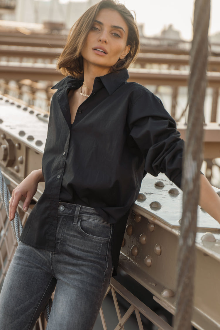 Kathryn Button Up Shirt in Black - FINAL SALE