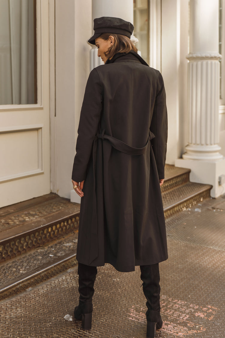 long trench coat with adjustable tie