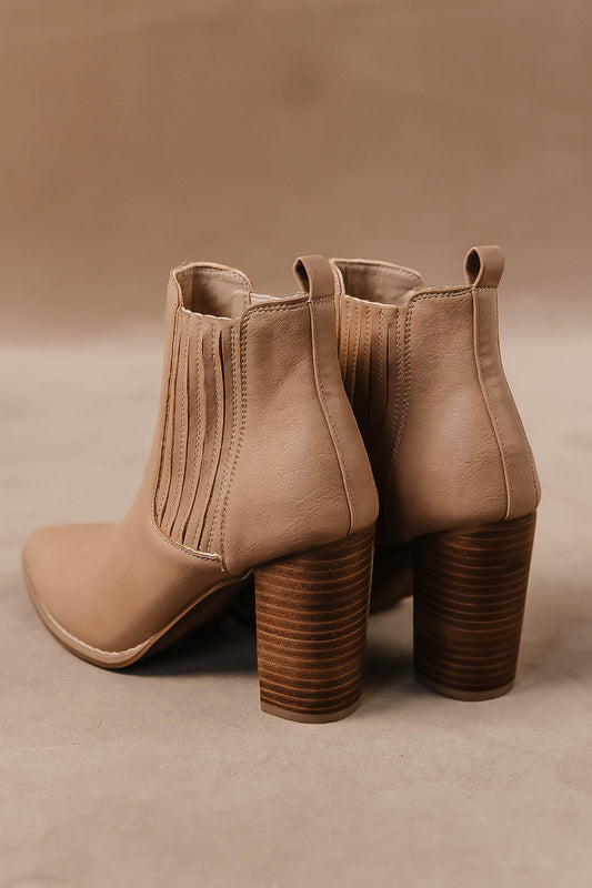 nude boots with wooden heel