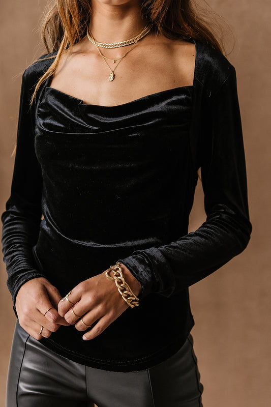 Aida Velvet Top in Black - FINAL SALE