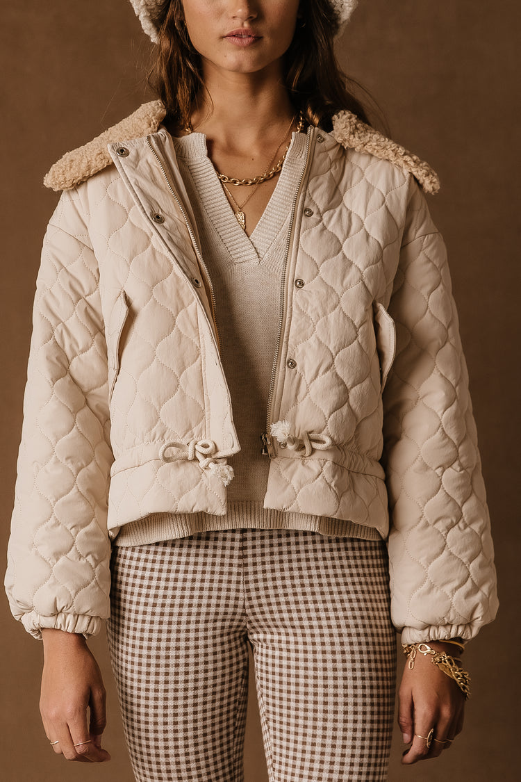 cream cropped quilted jacket