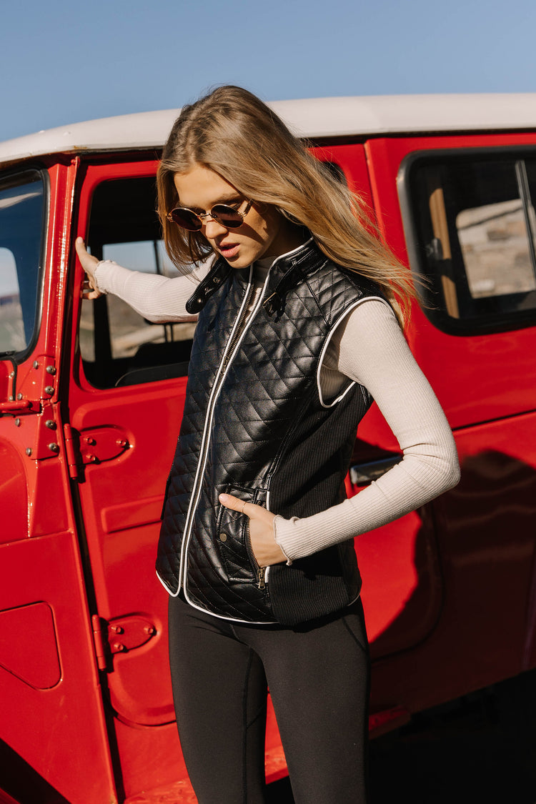 quilted vegan leather vest