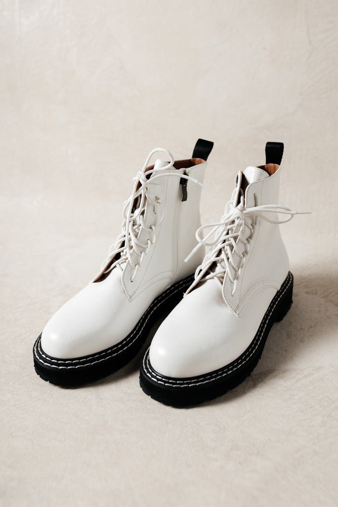 chunky white combat boots