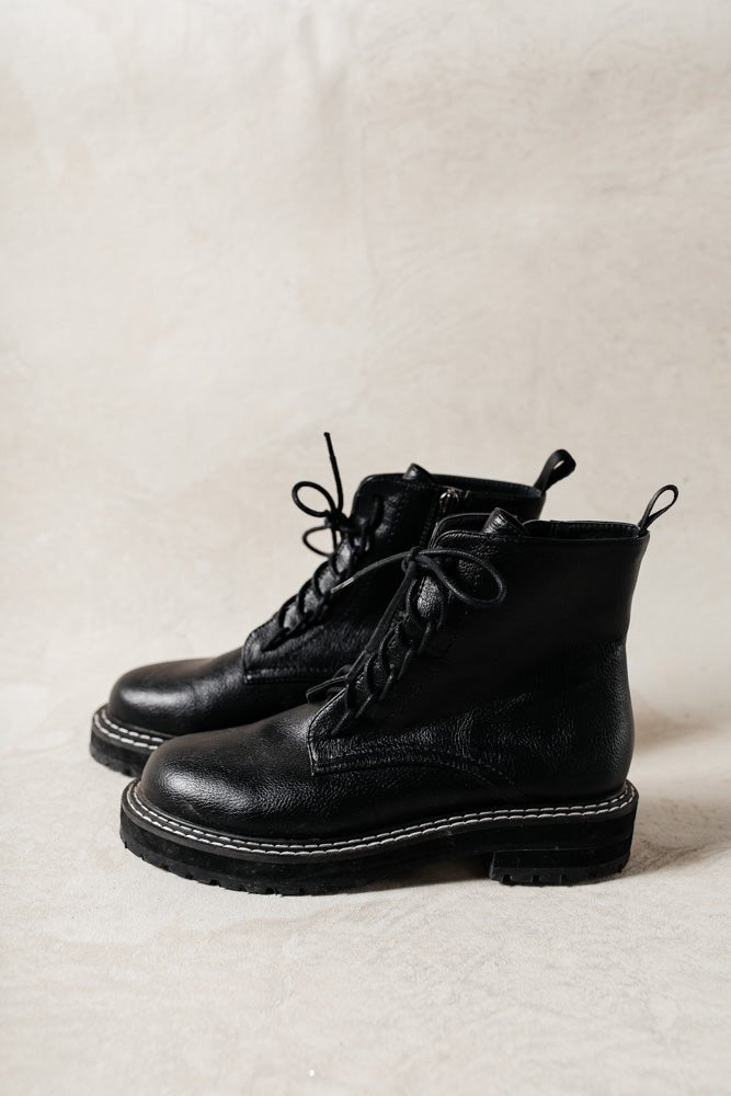black lace up combat boots