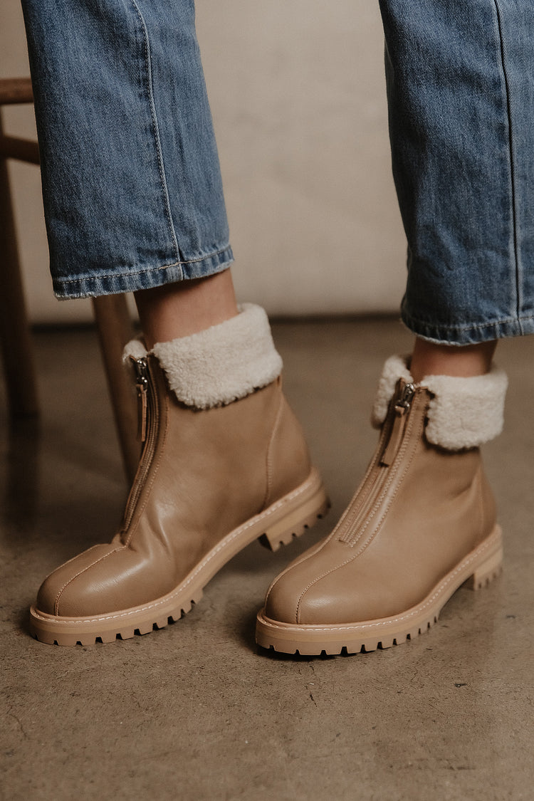 taupe boots with sherpa lining