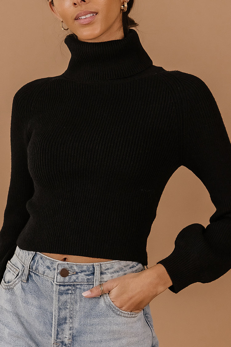 cropped turtleneck sweater with long sleeves