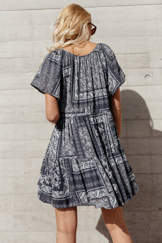 Sienna Floral Dress in Charcoal - FINAL SALE