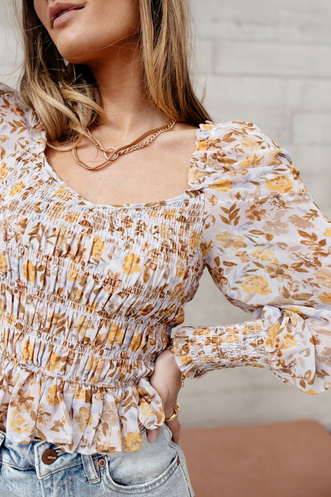 floral pattern long sleeve blouse