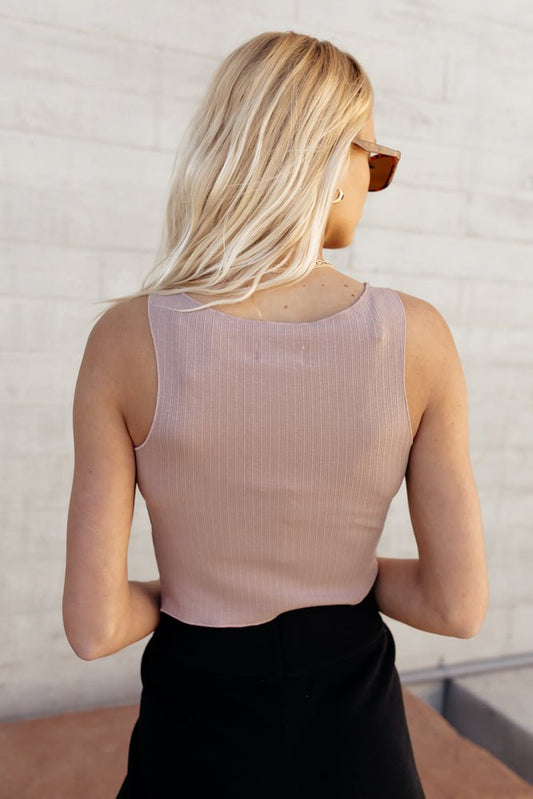 mauve ribbed cropped tank top