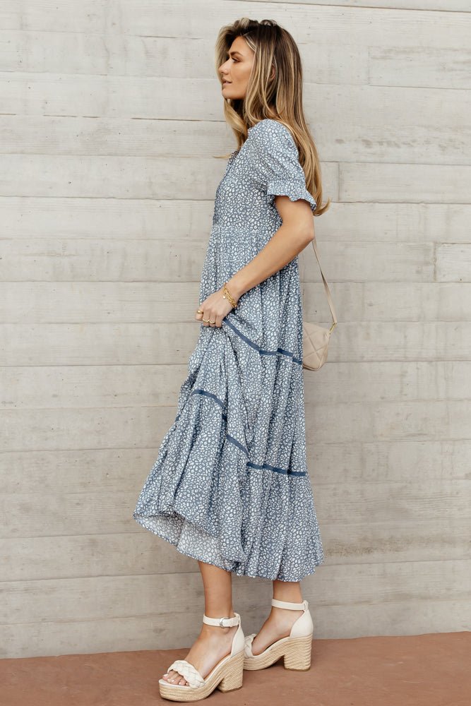 Kristin Midi Dress in Blue - FINAL SALE