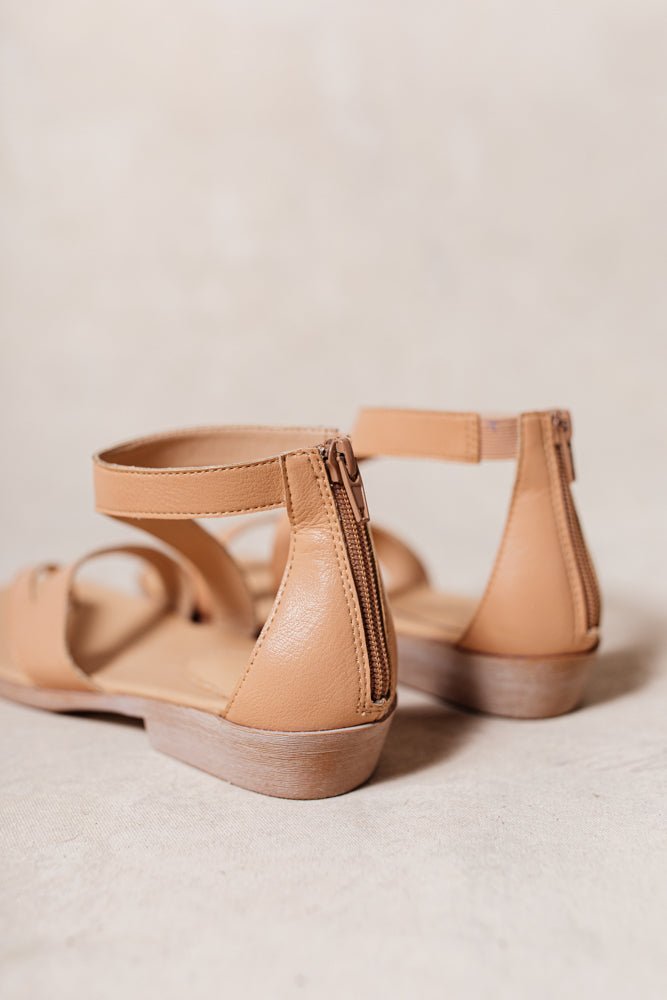 faux leather sandal with ankle strap