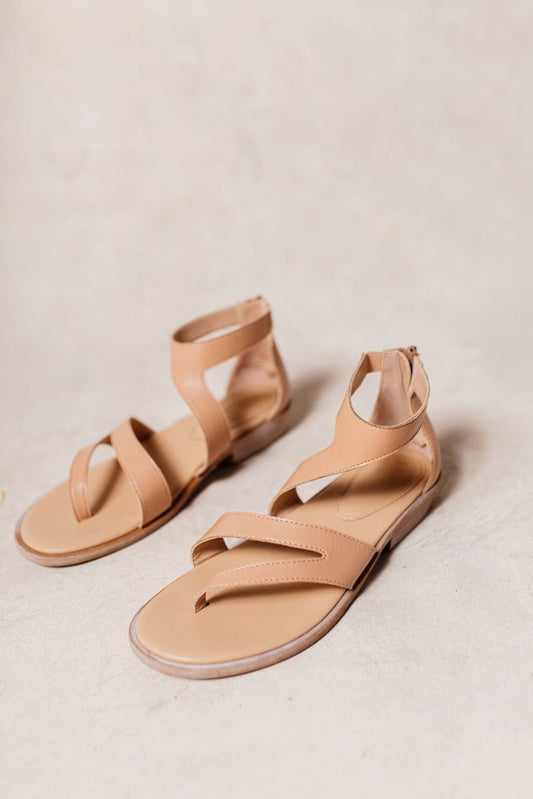 nude sandals with ankle strap