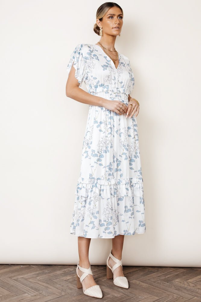 Willa Ruffle Dress in Blue Floral - FINAL SALE