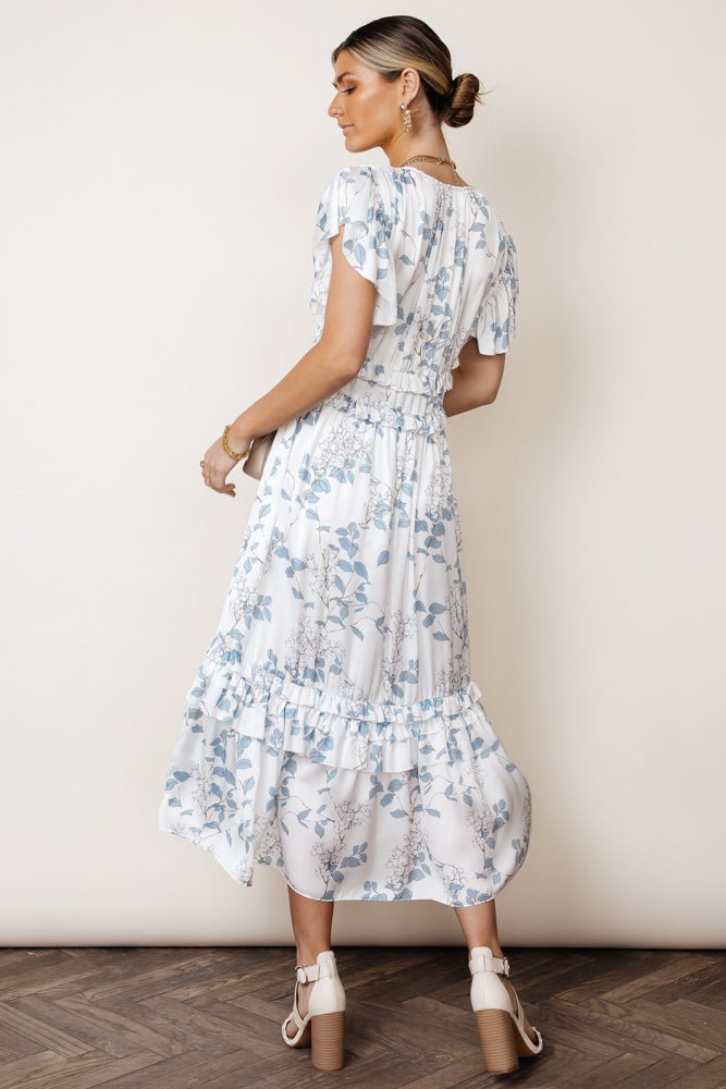 Willa Ruffle Dress in Blue Floral | böhme