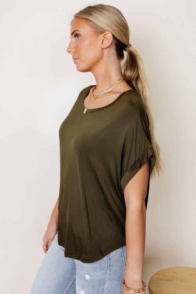 Dempsey Rolled Sleeve Tee in Olive - FINAL SALE