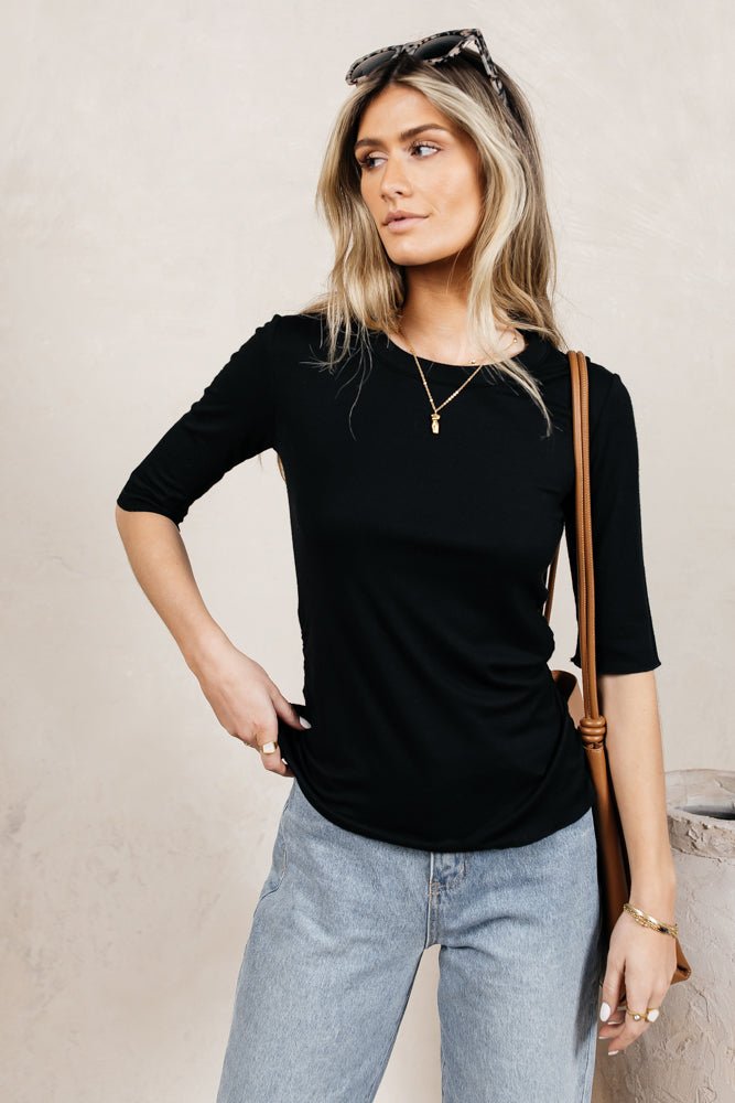 Sutton Ribbed Top in Black - FINAL SALE