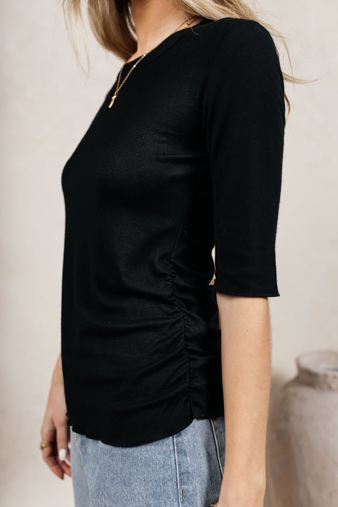 Sutton Ribbed Top in Black - FINAL SALE