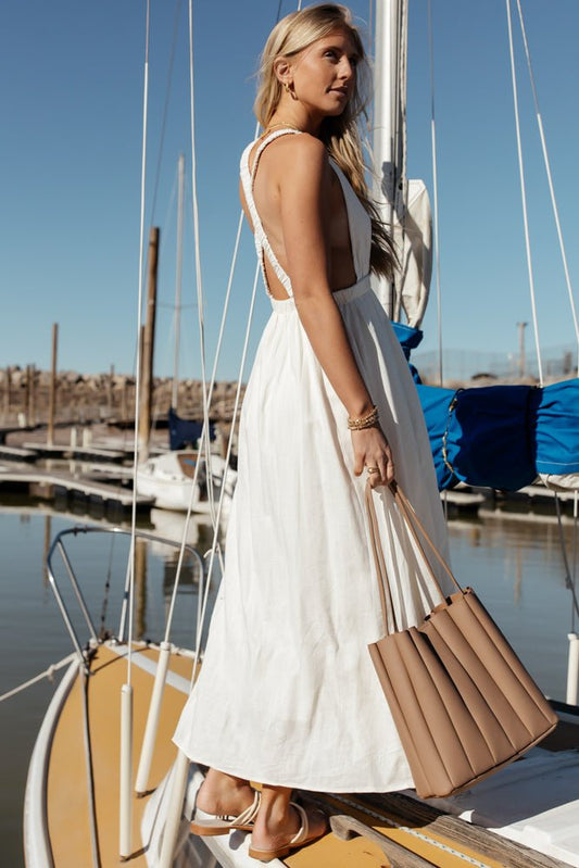 Leopold Overall Maxi Dress in Ivory - FINAL SALE