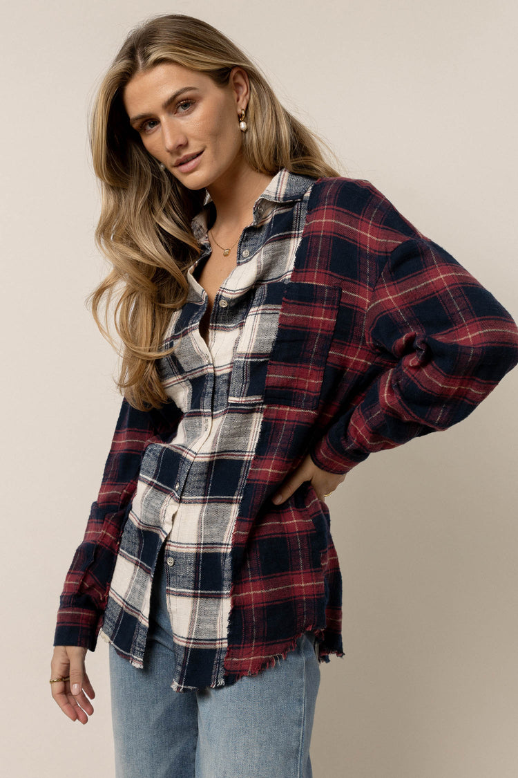 plaid top with long sleeve