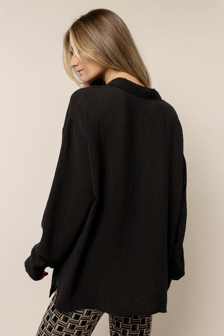 black oversized long sleeve blouse
