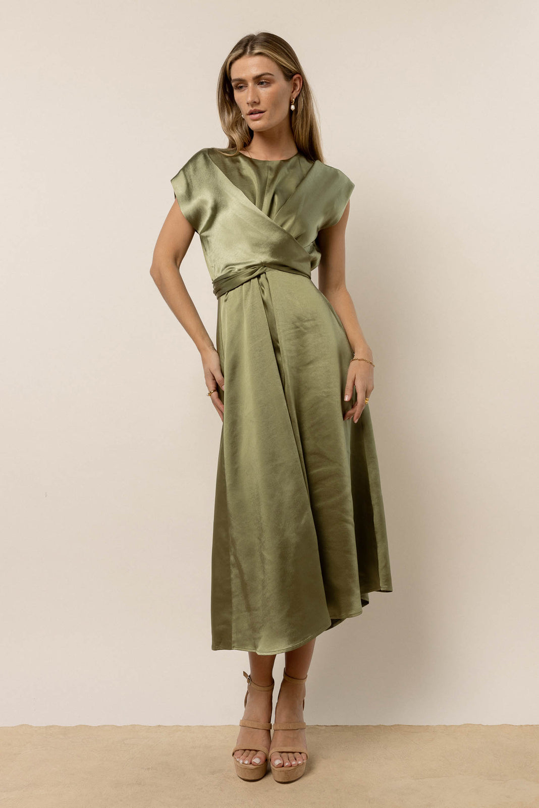 Rosalind Midi Dress in Moss FINAL SALE b hme