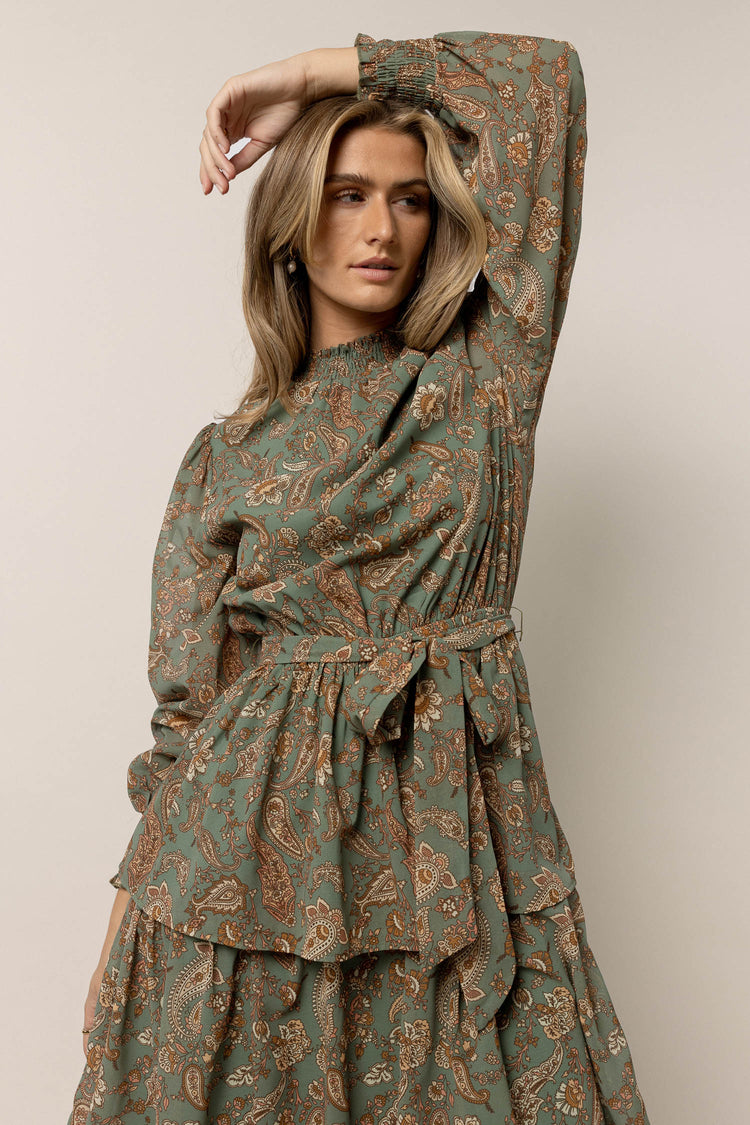 paisley dress with long sleeves