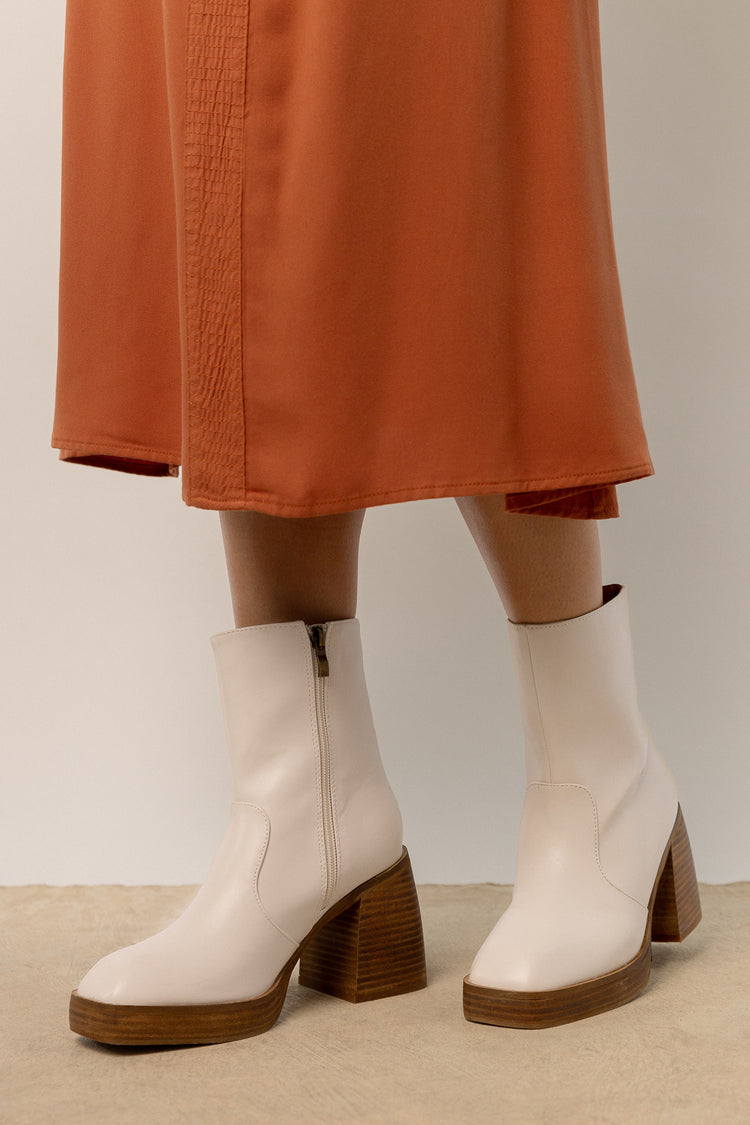 ivory boots with square toe