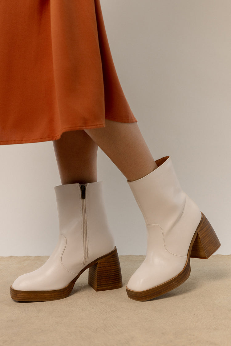 ankle boots with wooden heel
