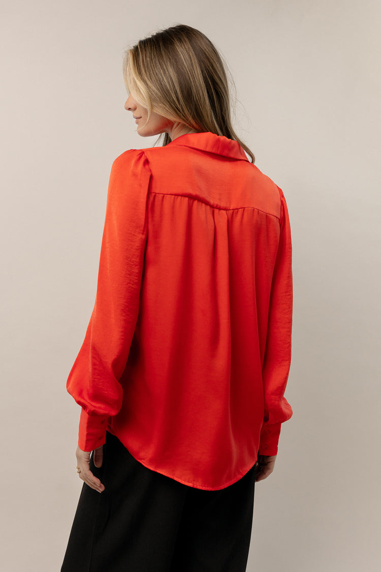 flowy blouse with cuffed long sleeves