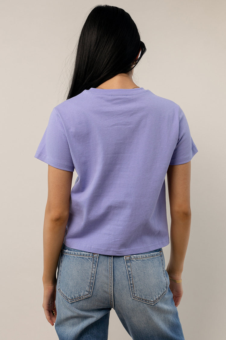 short sleeve cropped purple tee