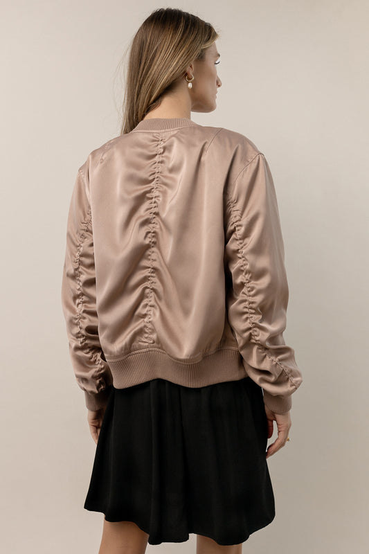bomber jacket with ruched details