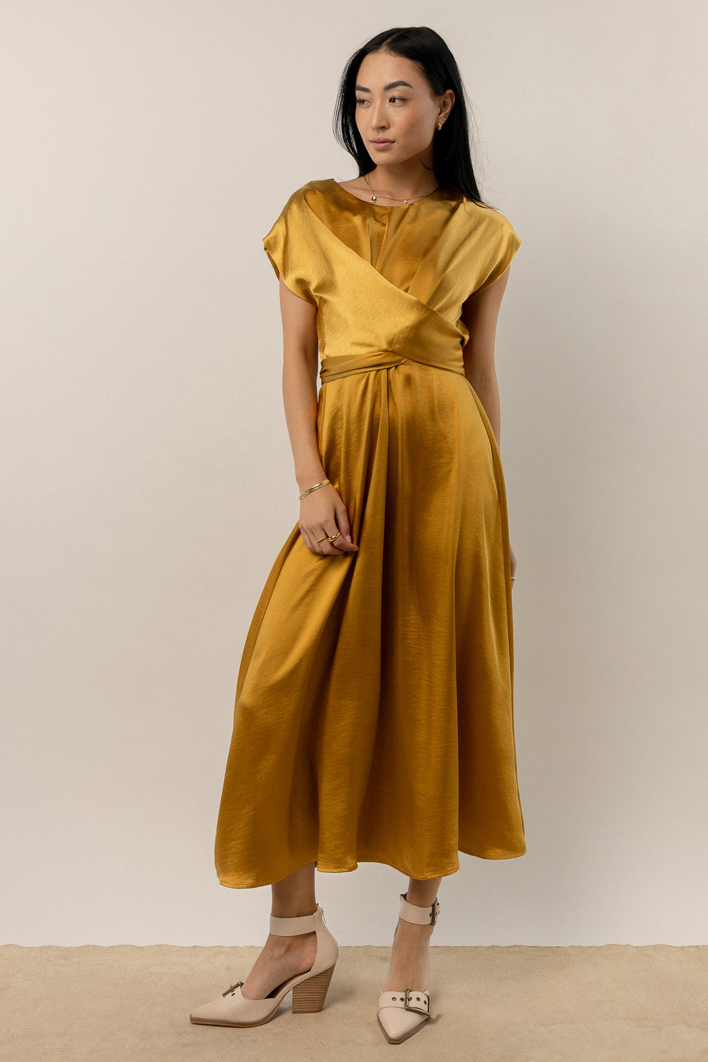 Rosalind Midi Dress in Mustard - FINAL SALE