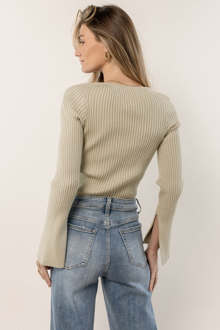 green crop top with ribbed texture
