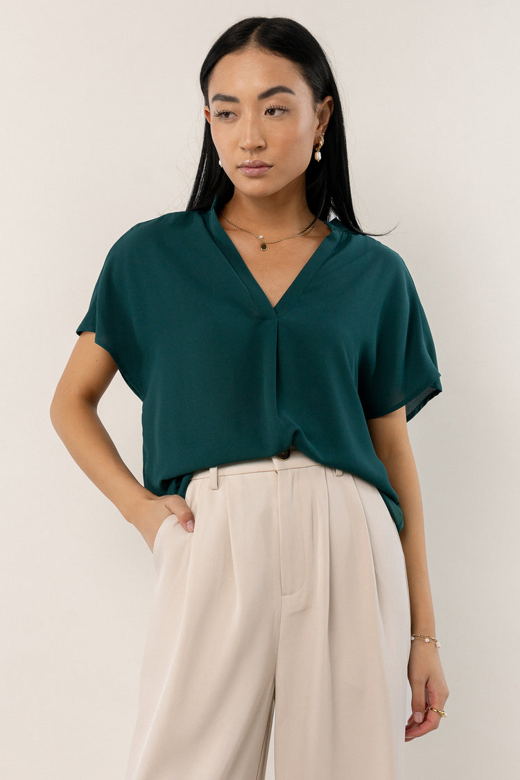green short sleeve blouse