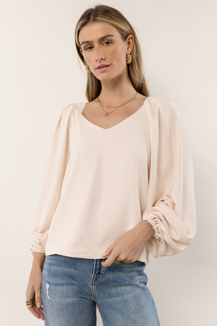 long sleeve blouse with V-neck
