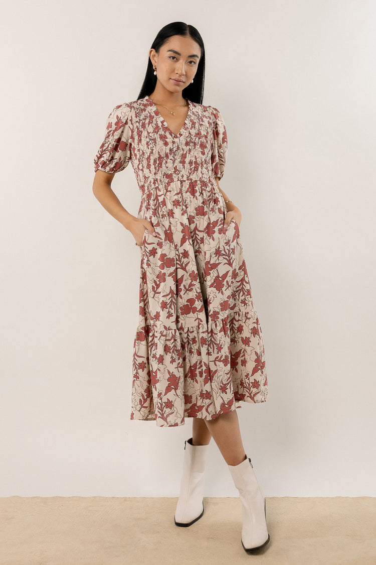 floral midi dress with pockets