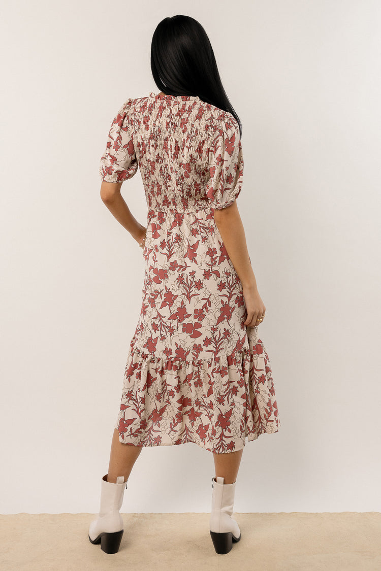 floral midi dress with tiered skirt