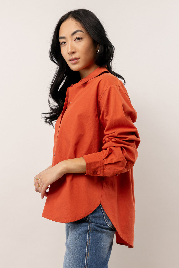 collared blouse with high-low hem