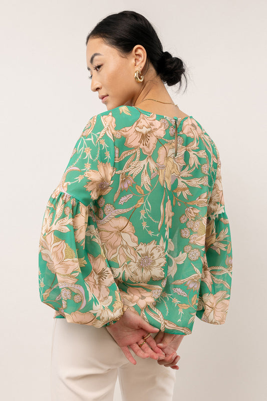 floral blouse with puffy sleeves