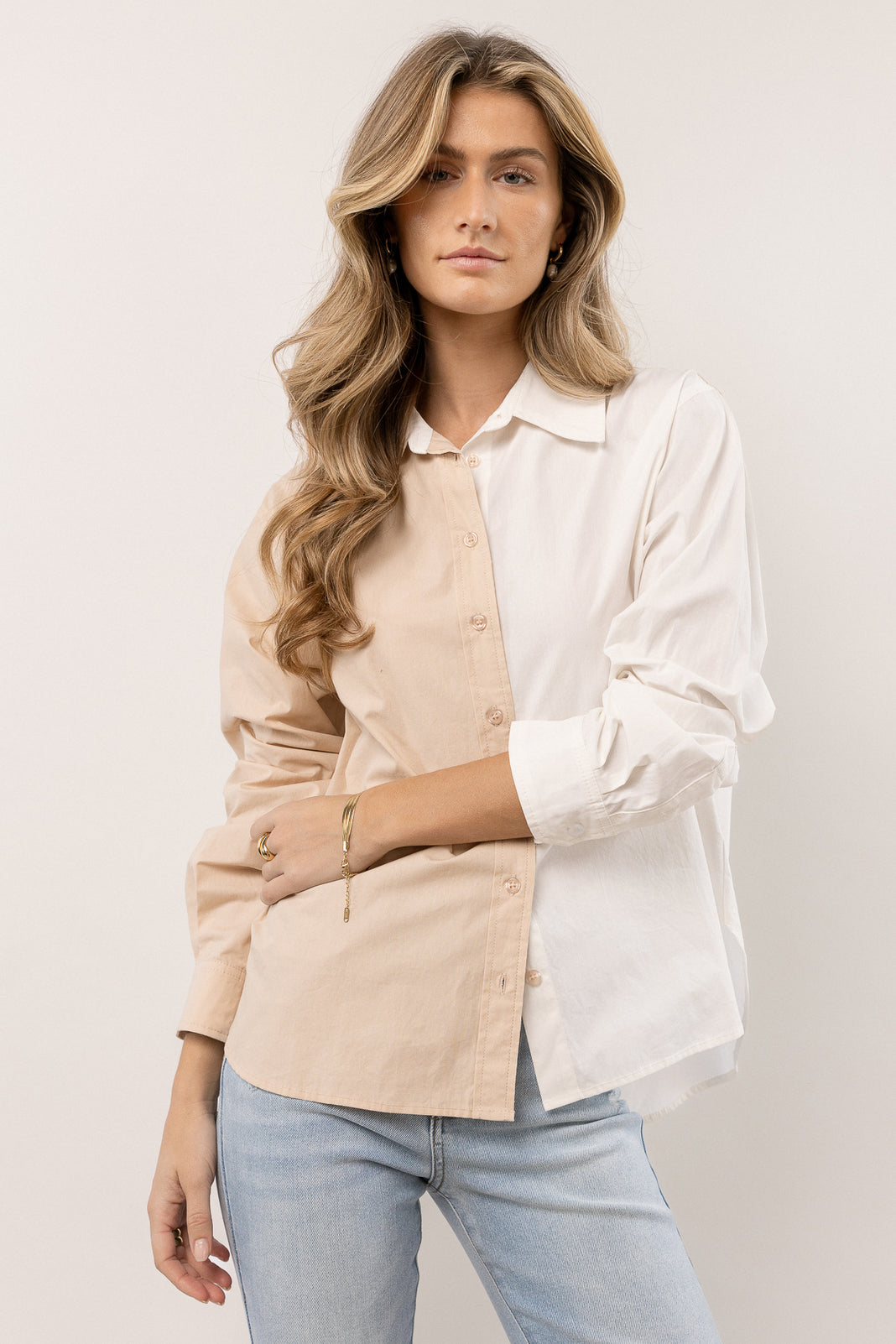 Kathryn Button Up Shirt in Tan - FINAL SALE | böhme