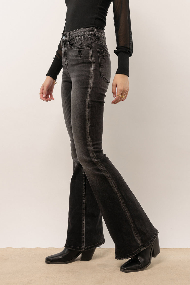 high rise jeans with flare