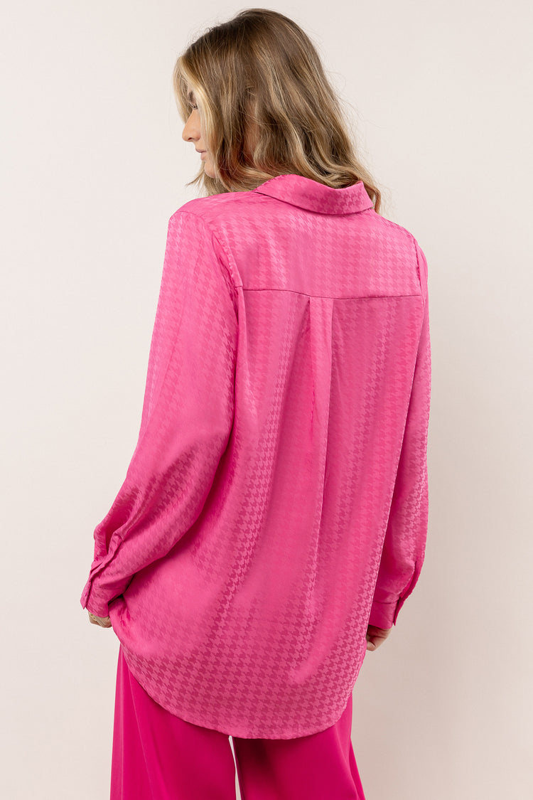 hot pink houndstooth button down