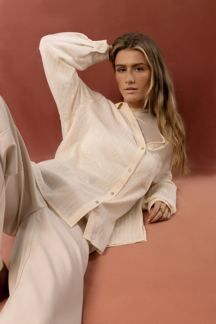 ivory colored long sleeve button up